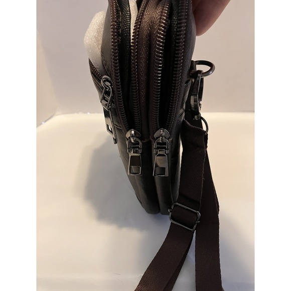 Dark Brown Leather Crossbody Purse Adjustable Straps NEW Multiple Compartments - Picture 5 of 7